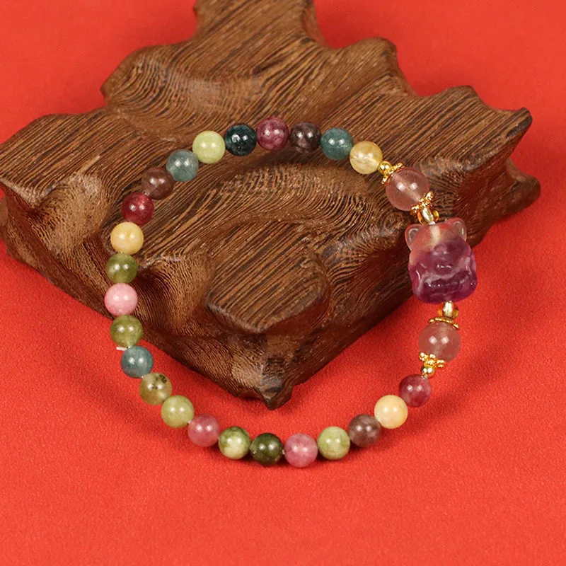 Tourmaline Bracelet Color Fluorite Nine-tailed Fox Design Bracelet for Girlfriend Gifts
Tourmaline Bracelet Color Fluorite Nine-tailed Fox Design Bracelet for Girlfriend Gifts
