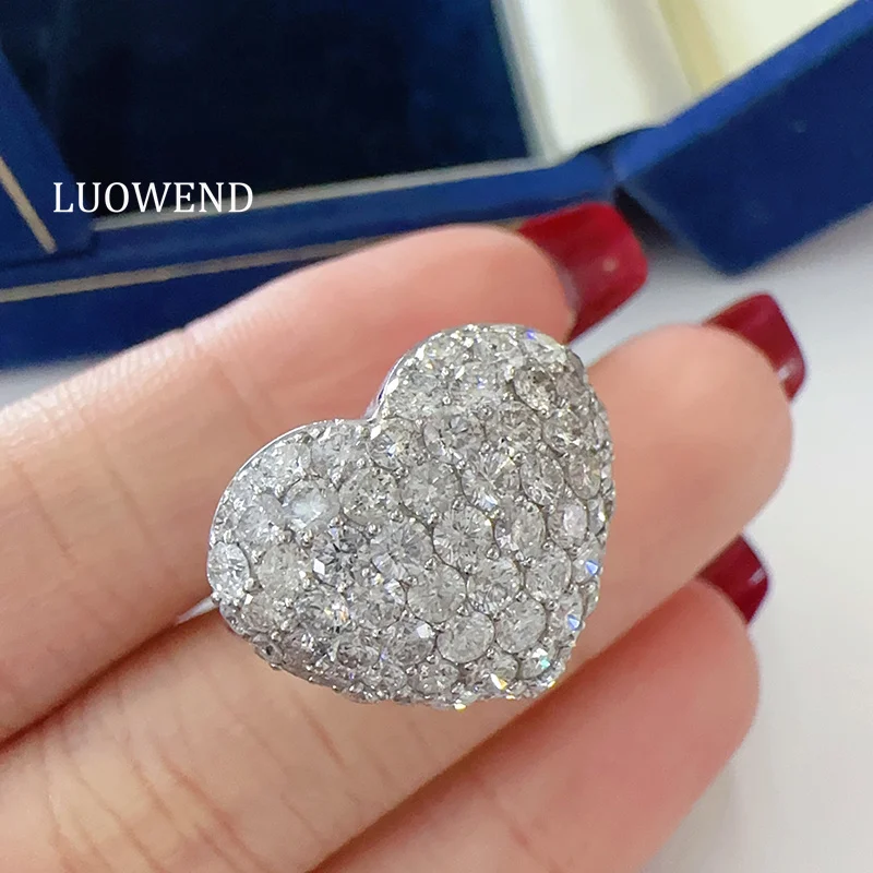 LUOWEND 100% 18K White Gold Rings Luxury 2.0carat Real Natural Diamond Engagement Ring Romantic Heart Shape High Wedding Jewelry
LUOWEND 100% 18K White Gold Rings Luxury 2.0carat Real Natural Diamond Engagement Ring Romantic Heart Shape High Wedding Jewelry