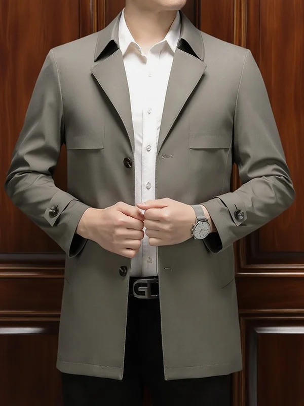 Ele Busin Casual Men's Windbreaker 2025 New Sle Briti Sle Suit Collar Mid-Length Jaet Polyester Fiber
Ele Busin Casual Men's Windbreaker 2025 New Sle Briti Sle Suit Collar Mid-Length Jaet Polyester Fiber