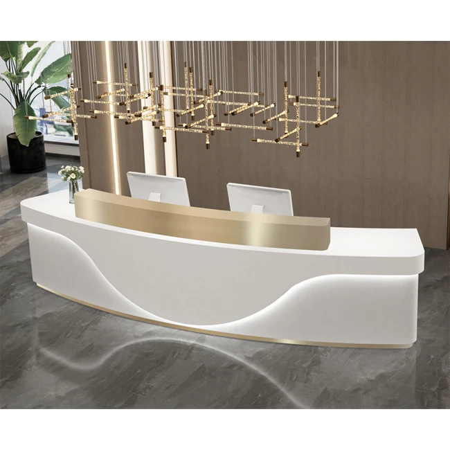 Customized.Luxury Beauty Salon Customize Size Front Desk Half Round Curved Hotel Reception Desk With Led Light for Sale
Customized.Luxury Beauty Salon Customize Size Front Desk Half Round Curved Hotel Reception Desk With Led Light for Sale