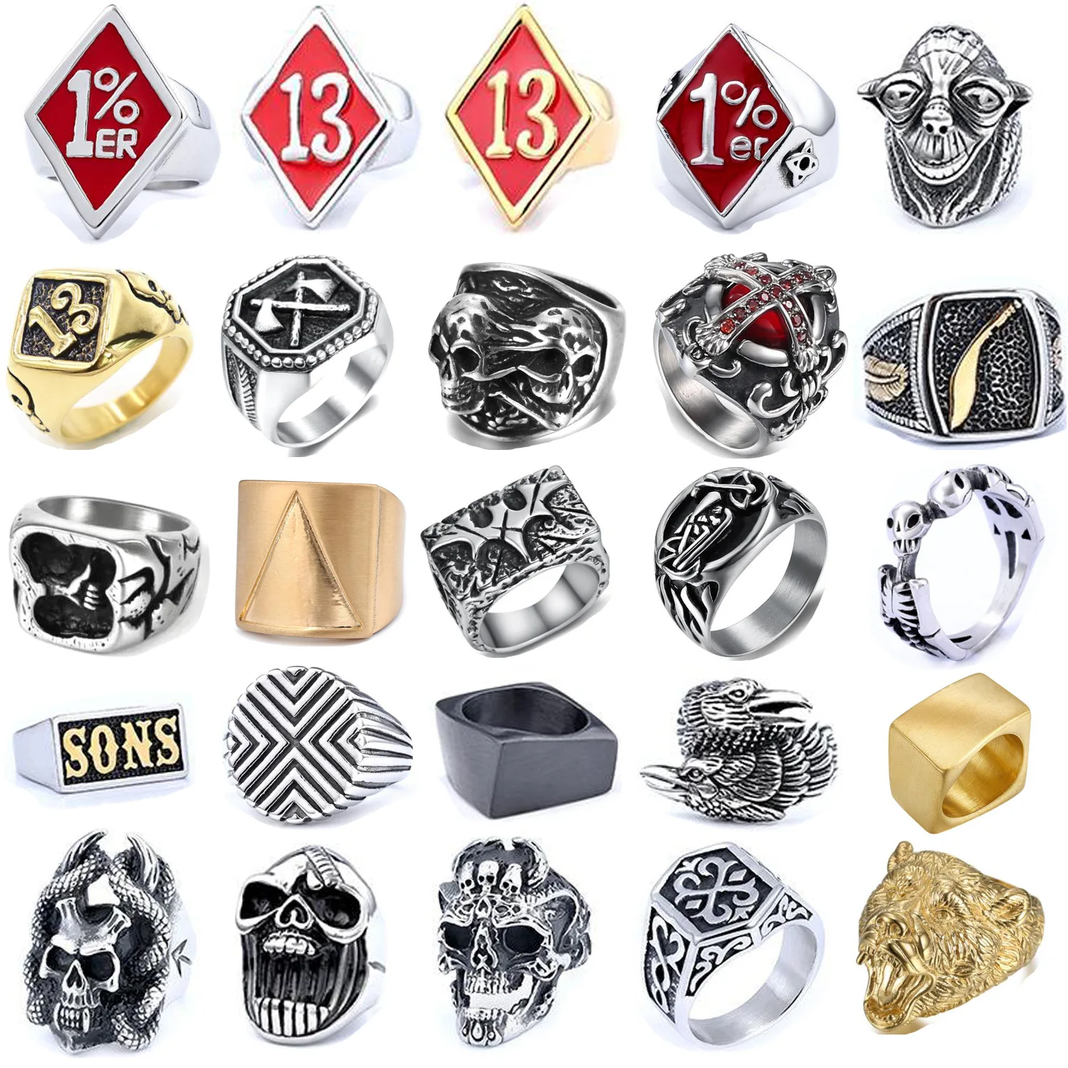 5 pcs Hot selling retro dropper digital 13 titanium steel ring with multiple styles, fashionable stainless steel hip-hop ring
5 pcs Hot selling retro dropper digital 13 titanium steel ring with multiple styles, fashionable stainless steel hip-hop ring