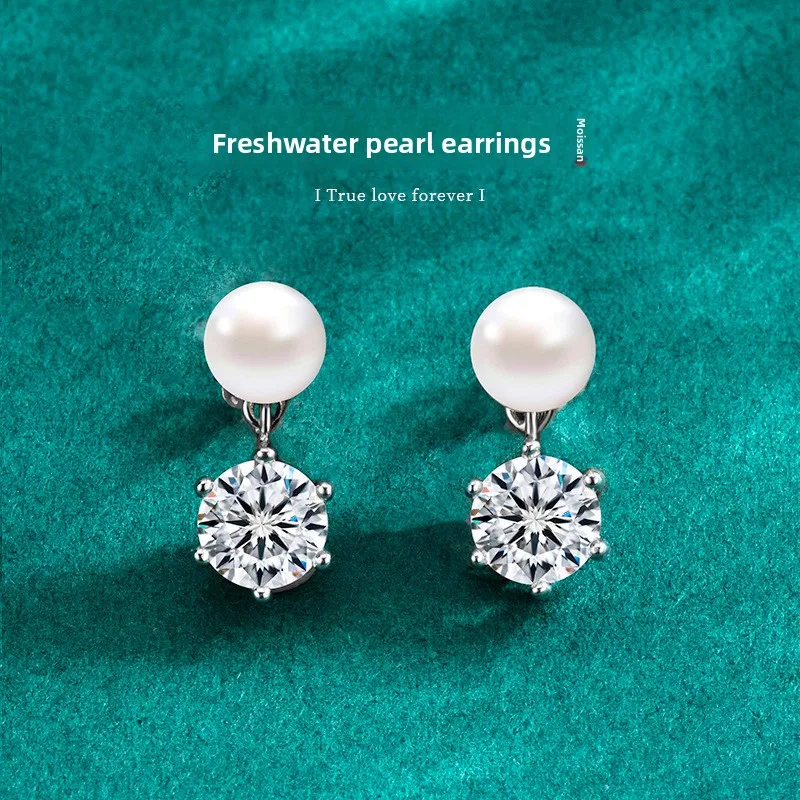 1CT*2 D-Color Moissanite & Freshwater Pearl Earrings, Platinum Plated S925 Sterling Silver, Exquisite Fine Jewelry for Women
1CT*2 D-Color Moissanite & Freshwater Pearl Earrings, Platinum Plated S925 Sterling Silver, Exquisite Fine Jewelry for Women