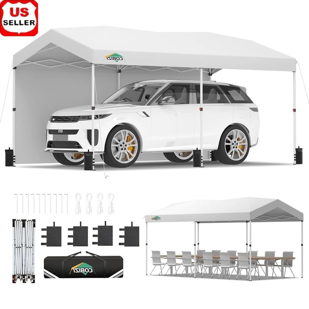 10x20 Pop Up Canopy Tent Portable Garage with 2 Sidewalls Waterproof UPF 50 UV Protection Easy Setup Locking Mechanism Events
10x20 Pop Up Canopy Tent Portable Garage with 2 Sidewalls Waterproof UPF 50 UV Protection Easy Setup Locking Mechanism Events