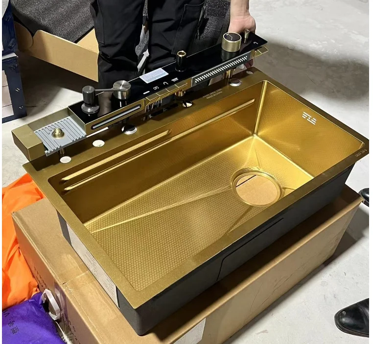 Светодиодная цифровая умная многофункциональная кухонная раковина с водопадом S304, большая раковина, современная кухонная раковина
Светодиодная цифровая умная многофункциональная кухонная раковина с водопадом S304, большая раковина, современная кухонная раковина