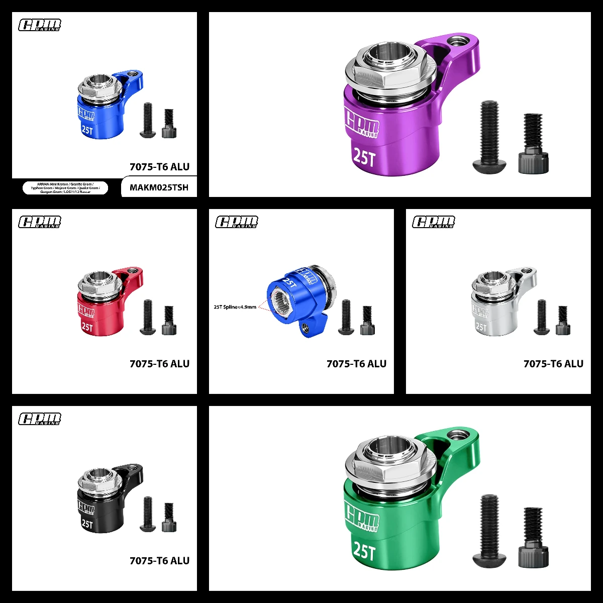 7075 Alloy 20T/21T/25T Servo Saver For ARRMA Mini Kraton,Granite Grom,Typhon Grom,Mojave Grom,Quake Grom,Gorgon Grom
7075 Alloy 20T/21T/25T Servo Saver For ARRMA Mini Kraton,Granite Grom,Typhon Grom,Mojave Grom,Quake Grom,Gorgon Grom