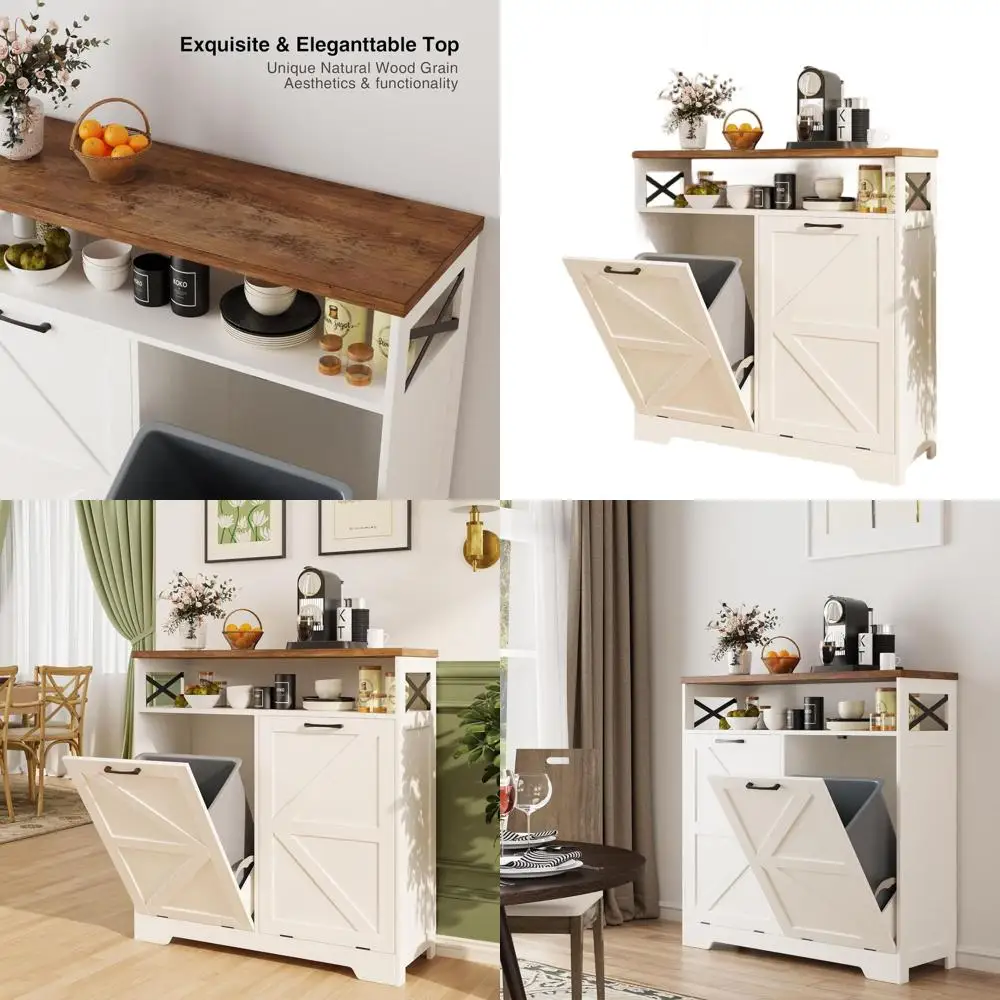 Dual-Bin Trash Cabinet for Kitchen and Laundry, Hidden Garbage Bins for Home, White
Dual-Bin Trash Cabinet for Kitchen and Laundry, Hidden Garbage Bins for Home, White