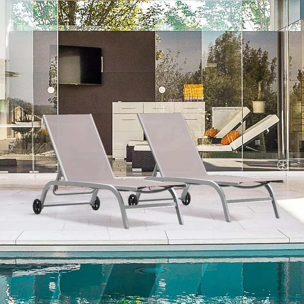 Domi Pool Lounge Chairs Set of 2, Adjustable Aluminum Outdoor Chaise Lounge with Wheels Patio Lounge Chairs, All Weather for Dec
Domi Pool Lounge Chairs Set of 2, Adjustable Aluminum Outdoor Chaise Lounge with Wheels Patio Lounge Chairs, All Weather for Dec