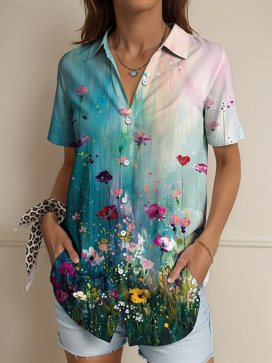 Women's Fashion Shirt Summer Short Sleeve 3D Printing Gradient Floral Art Pattern Print Street Tie-Dye Ladies Casual Shirt
Women's Fashion Shirt Summer Short Sleeve 3D Printing Gradient Floral Art Pattern Print Street Tie-Dye Ladies Casual Shirt