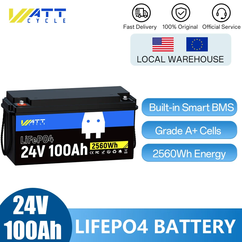 Wattcycle 24 В 100 Ач литий-железо-фосфатный аккумулятор с BMS 100 А до 15 000 глубоких циклов домашний аккумулятор LiFePO4
Wattcycle 24 В 100 Ач литий-железо-фосфатный аккумулятор с BMS 100 А до 15 000 глубоких циклов домашний аккумулятор LiFePO4