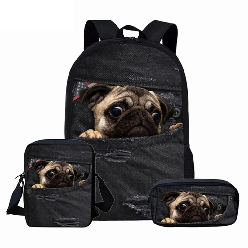 Cute Dog Pug 3Pcs/Set School Bag Animal Print Kids Book Bag Teens Backpack Children Bookbag Boys Girls Large Capacity Backpacks
Cute Dog Pug 3Pcs/Set School Bag Animal Print Kids Book Bag Teens Backpack Children Bookbag Boys Girls Large Capacity Backpacks