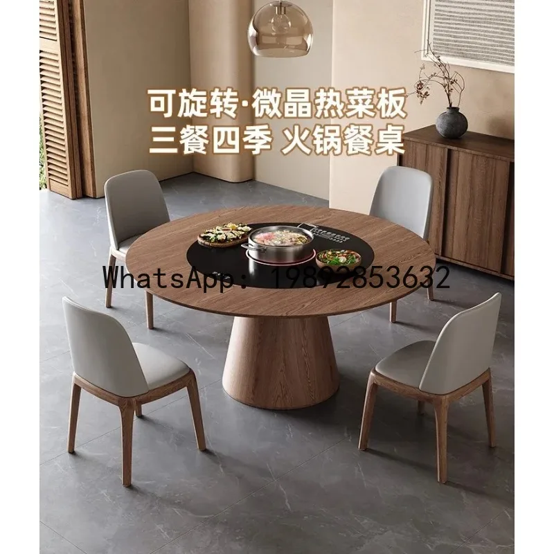 Medieval style round table embedded electric rotating vegetable warming turntable with induction cooker solid wood dining table
Medieval style round table embedded electric rotating vegetable warming turntable with induction cooker solid wood dining table