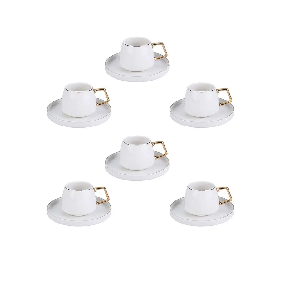 Saturn Gold Turkish Coffee Cup Set of 6, 12 Piece Espresso Cups with Saucers 3.3 oz Small Porcelain Modern Set Ideal for Serving
Saturn Gold Turkish Coffee Cup Set of 6, 12 Piece Espresso Cups with Saucers 3.3 oz Small Porcelain Modern Set Ideal for Serving