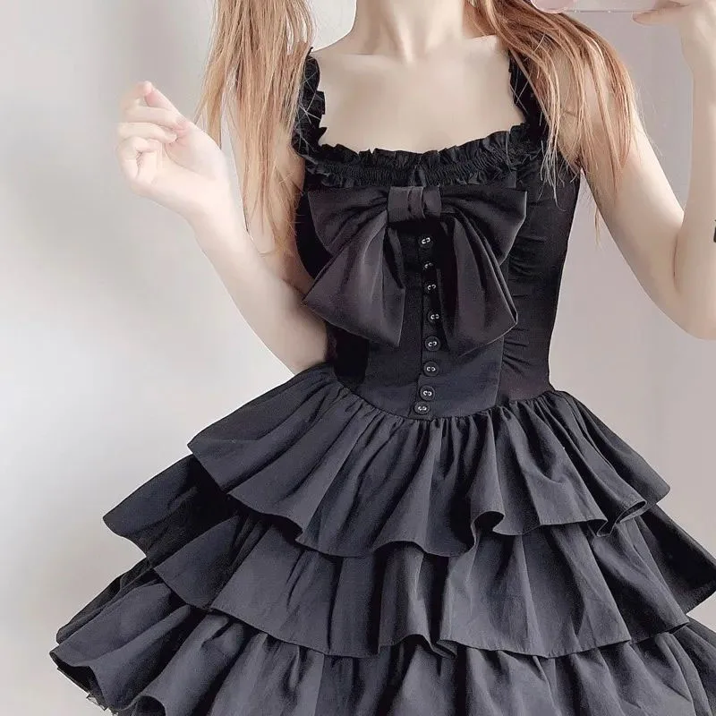 Lolita Sweet 2024 Summer New Women's Spliced Sling Bow Solid Color Single-breasted Stylish Slim Layered Sleeveless Dress
Lolita Sweet 2024 Summer New Women's Spliced Sling Bow Solid Color Single-breasted Stylish Slim Layered Sleeveless Dress