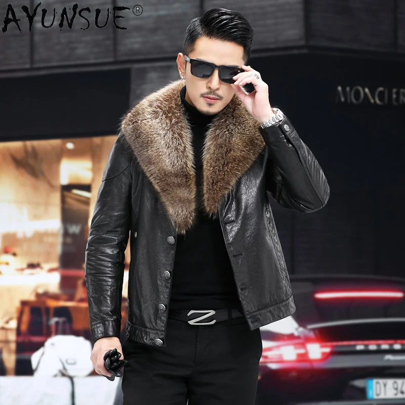 Natural Cow Leather Jacket Winter Jackets for Men Short Cowhide Coat Genuine Coats with Raccoon Fur Collar SGG
Natural Cow Leather Jacket Winter Jackets for Men Short Cowhide Coat Genuine Coats with Raccoon Fur Collar SGG