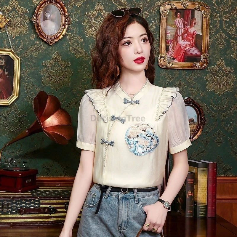 2025 romantic trendy stringy selvedge design chiffon blouse retro embroidery temperament tang suit top graceful slim chinese top
2025 romantic trendy stringy selvedge design chiffon blouse retro embroidery temperament tang suit top graceful slim chinese top