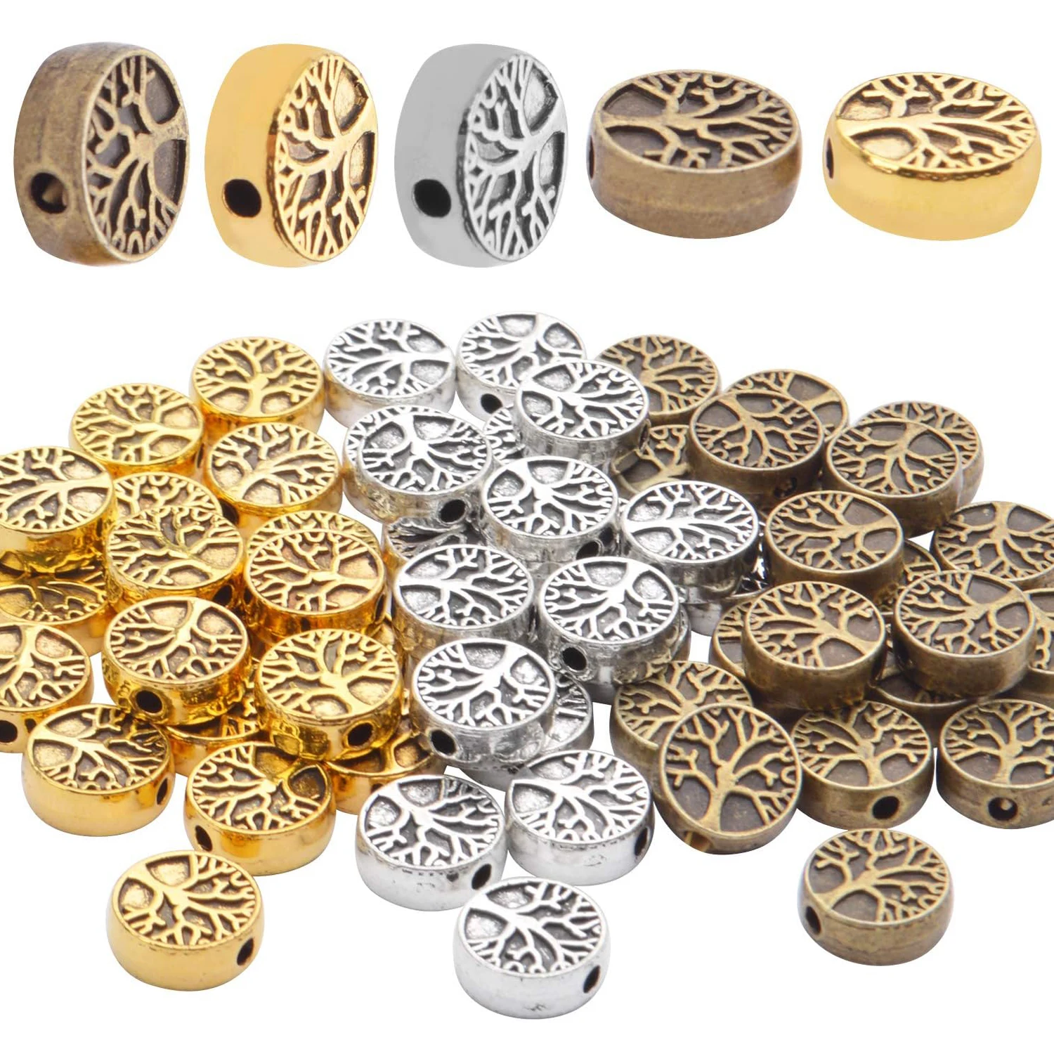 60pcs Antique Tree of Life Beads Mixed Loose Spacer Beads Metal Jewelry Findings for Making Necklace Bracelet Craft,3 Colors
60pcs Antique Tree of Life Beads Mixed Loose Spacer Beads Metal Jewelry Findings for Making Necklace Bracelet Craft,3 Colors