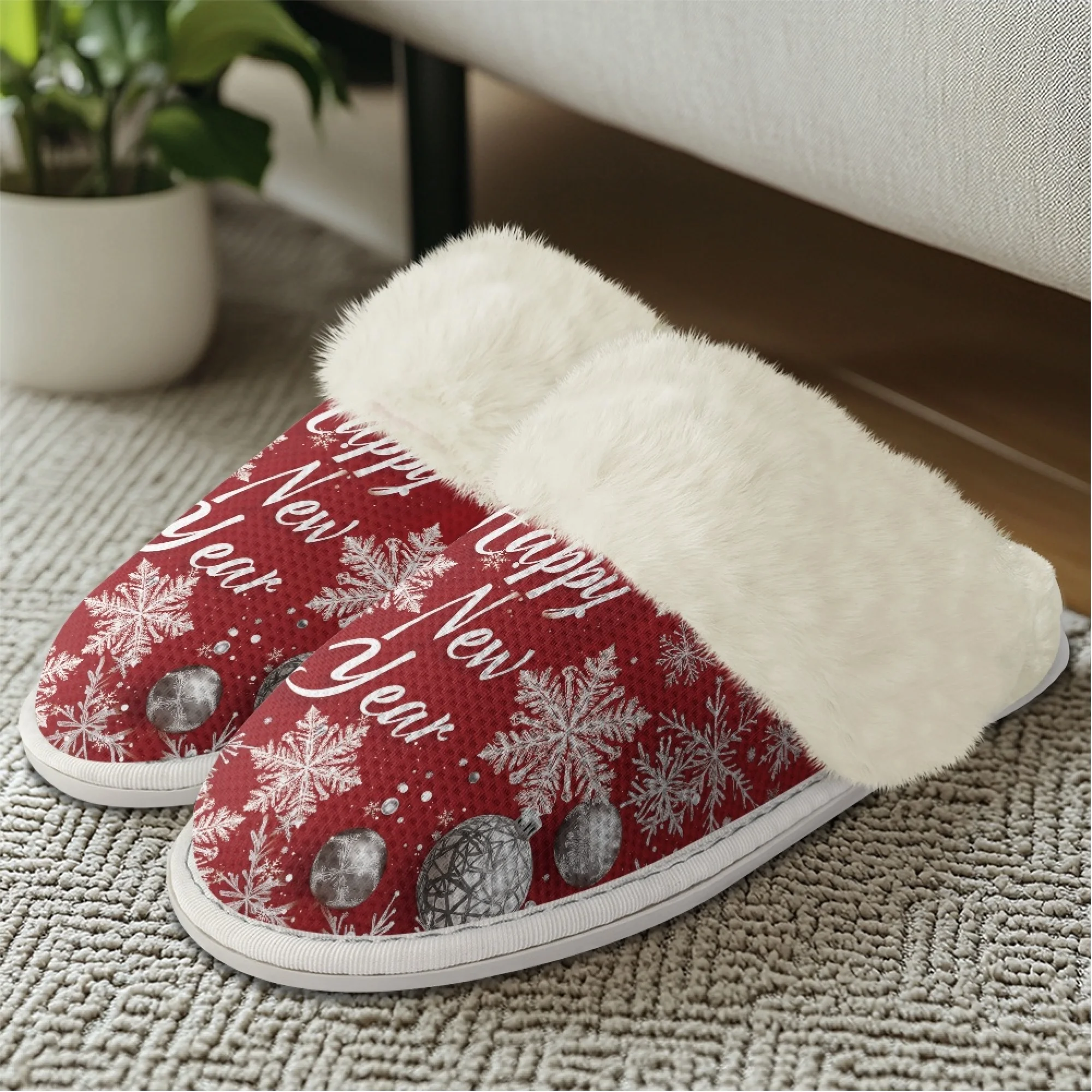 INSTANTARTS Women Flat Fuzzy Slippers Christmas Snowflakes Non Slip Soft Comfortable Breathable Indoor Winter Warm Shoes
INSTANTARTS Women Flat Fuzzy Slippers Christmas Snowflakes Non Slip Soft Comfortable Breathable Indoor Winter Warm Shoes