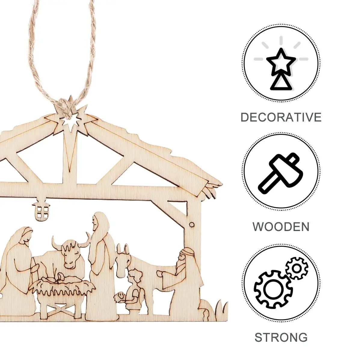Wooden Decorative Pendant Hanging naments Craft Supplies Durable Smooth Christmas Nativity Scene Religious Xmas Tree
Wooden Decorative Pendant Hanging naments Craft Supplies Durable Smooth Christmas Nativity Scene Religious Xmas Tree