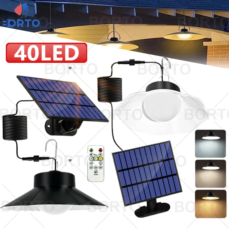 Outdoor Solar LED Lights 3 Lighting Colors LED Lamp IP65 Waterproof Pendant Light with Remote Control for Indoor Shed Barn Decor
Outdoor Solar LED Lights 3 Lighting Colors LED Lamp IP65 Waterproof Pendant Light with Remote Control for Indoor Shed Barn Decor