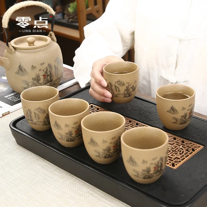 Retro Japanese-style coarse pottery beam pot ceramic kung fu tea set large teacup tea set
Retro Japanese-style coarse pottery beam pot ceramic kung fu tea set large teacup tea set