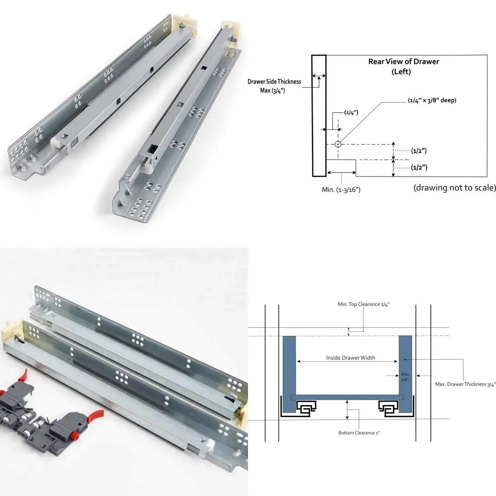 Направляющие для выдвижных ящиков с плавным закрыванием (21 шт.) для 6 пар ящиков
Направляющие для выдвижных ящиков с плавным закрыванием (21 шт.) для 6 пар ящиков