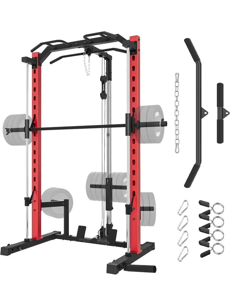Smith Machine Power Rack for Home Gym - All-in-One Power Cage Squat Rack with LAT Pulldown, Cable Machine & Barbell Ba 
Smith Machine Power Rack for Home Gym - All-in-One Power Cage Squat Rack with LAT Pulldown, Cable Machine & Barbell Ba
