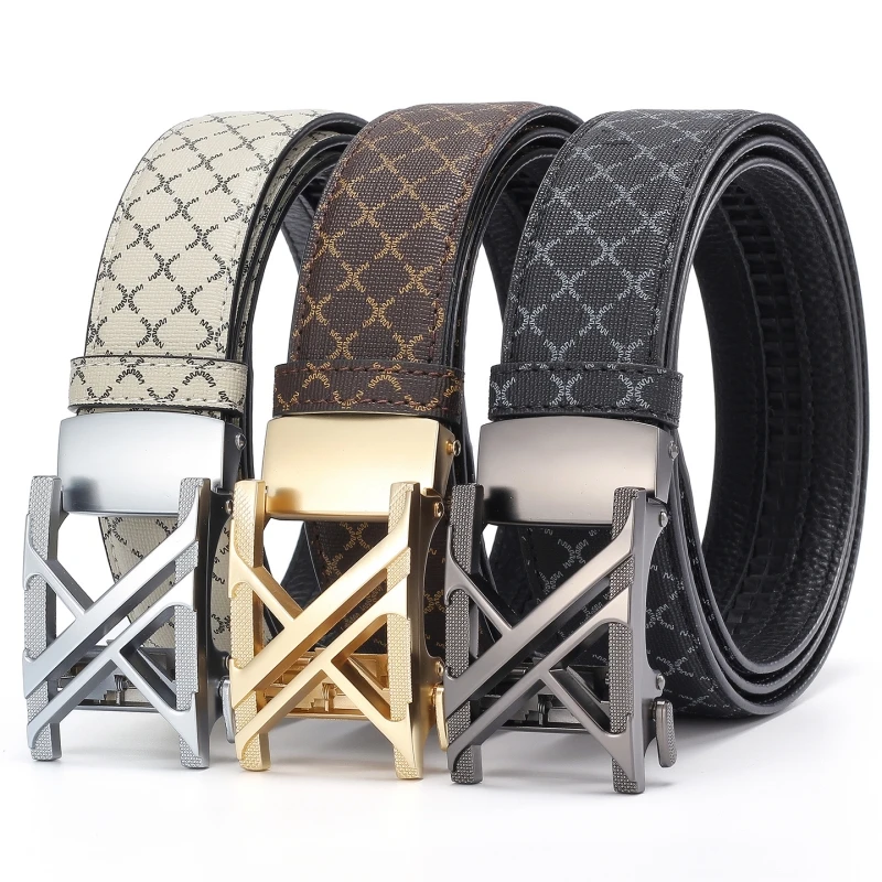 Men's Luxury Automatic Buckle Belt Plaid Pattern PU Leather Waist Belt Business Casual Designer Belts for Men Jeans
Men's Luxury Automatic Buckle Belt Plaid Pattern PU Leather Waist Belt Business Casual Designer Belts for Men Jeans