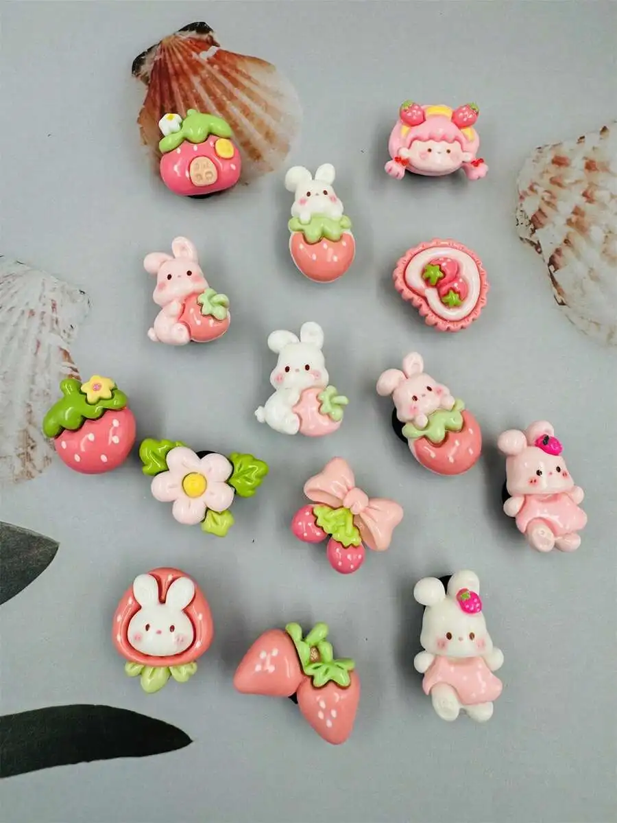 14pcs Resin Shoe Decorations Set Pink Rabbit Strawberry Flower Design For Casual Shoes Clogs Sandals
14pcs Resin Shoe Decorations Set Pink Rabbit Strawberry Flower Design For Casual Shoes Clogs Sandals