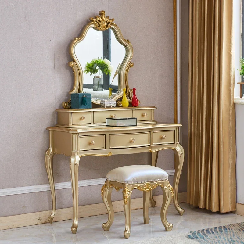 European dressing table storage cabinet integrated bedroom dressing table luxury champagne gold solid wood Princess dressing tab
European dressing table storage cabinet integrated bedroom dressing table luxury champagne gold solid wood Princess dressing tab