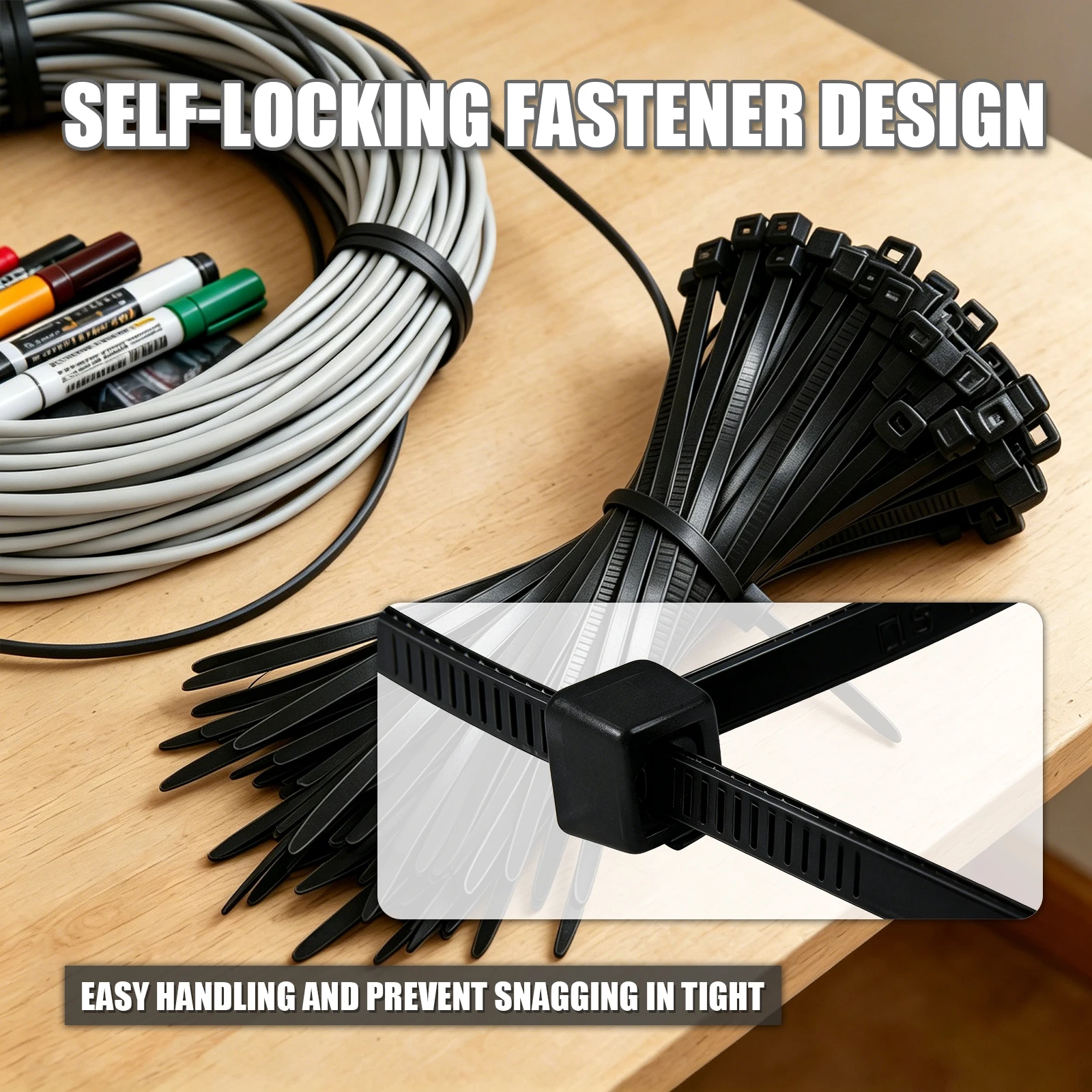 Zip Ties Black 100 Pack Assorted Sizes 3.6x150, Heavy Duty Cable Ties, UV Resistant Self-Locking Nylon Wire Ties
Zip Ties Black 100 Pack Assorted Sizes 3.6x150, Heavy Duty Cable Ties, UV Resistant Self-Locking Nylon Wire Ties