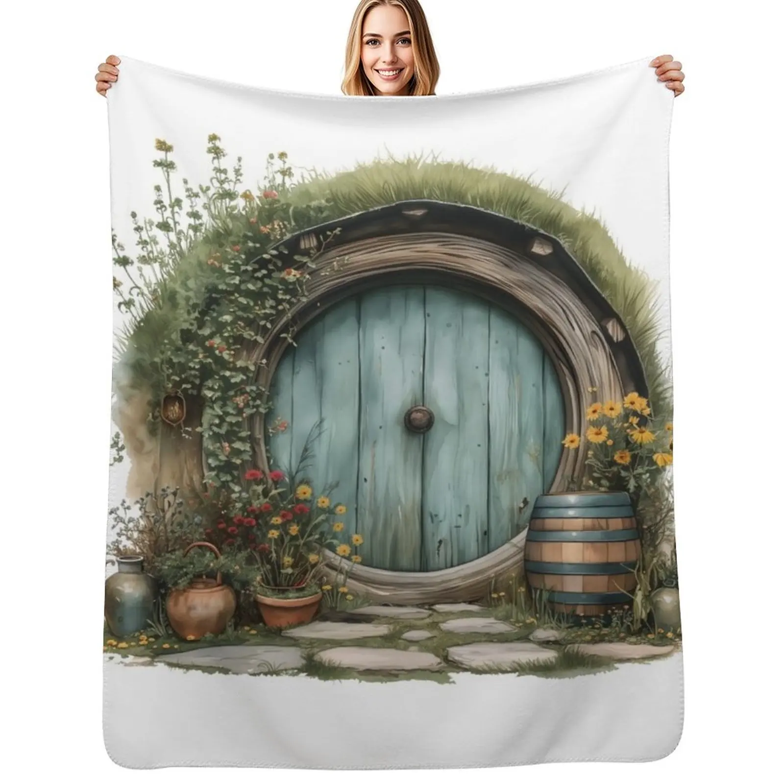 Halfling Round Door in Watercolor - Fantasy Throw Blanket Cozy Napping Blanket Gift for Mom Dad
Halfling Round Door in Watercolor - Fantasy Throw Blanket Cozy Napping Blanket Gift for Mom Dad
