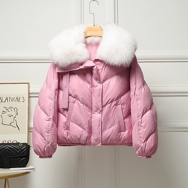 Thicken Warm Women Down Coat Big Fox Fur Collar Long Sleeve Solid Puffer Jackets Female Winter Versatile Overcoat
Thicken Warm Women Down Coat Big Fox Fur Collar Long Sleeve Solid Puffer Jackets Female Winter Versatile Overcoat