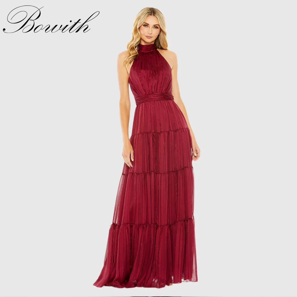 Bowith Burgundy Evening Dresses Halter Sleeveless Tulle Prom Dresses Women A-Line Floor-Length vestidos de fiesta Customized
Bowith Burgundy Evening Dresses Halter Sleeveless Tulle Prom Dresses Women A-Line Floor-Length vestidos de fiesta Customized