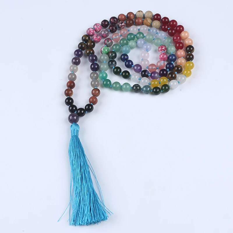 Ювелирные изделия для йоги ручной работы Mala beads 8 мм длинное ожерелье с кисточкой из натурального камня
Ювелирные изделия для йоги ручной работы Mala beads 8 мм длинное ожерелье с кисточкой из натурального камня