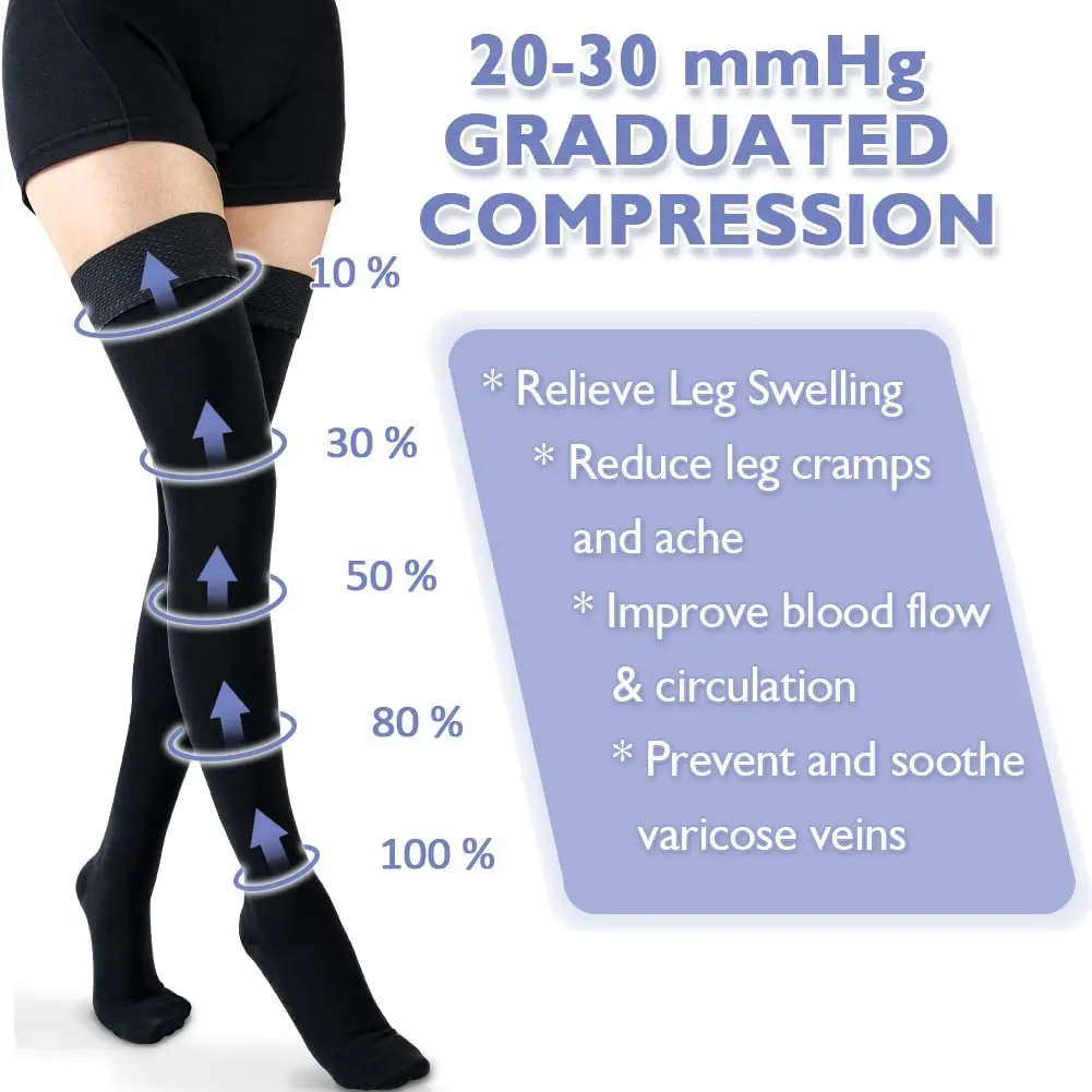 Compression Stockings for Women Men 30-40 MmHg Medical Closed Toe Thigh High Socks for Edema Flight
Compression Stockings for Women Men 30-40 MmHg Medical Closed Toe Thigh High Socks for Edema Flight