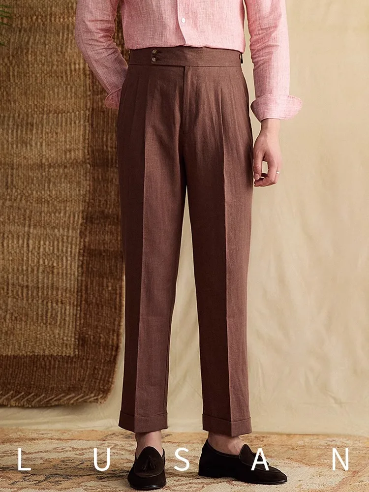 Men's Italian Linen Pants | 80% Linen High Waisted | Retro Straight Leg Trousers | Breathable Neapolitan Casual Style
Men's Italian Linen Pants | 80% Linen High Waisted | Retro Straight Leg Trousers | Breathable Neapolitan Casual Style
