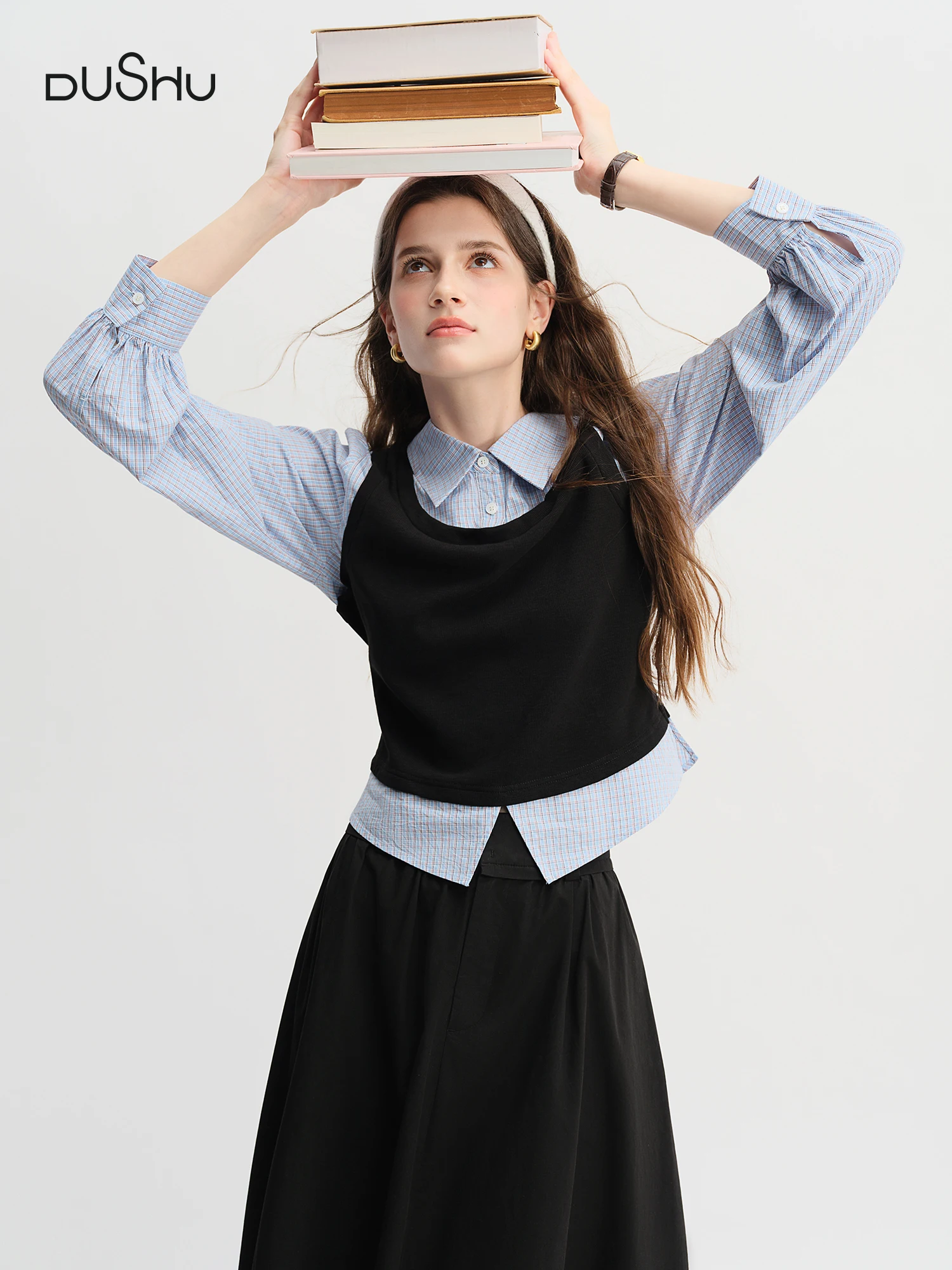DUSHU Plus Size Knitted Patchwork Fake Two-piece Shirt Skirt Set 2025 Autumn New College Style Top Skirt 25DS83133+25DS83134
DUSHU Plus Size Knitted Patchwork Fake Two-piece Shirt Skirt Set 2025 Autumn New College Style Top Skirt 25DS83133+25DS83134