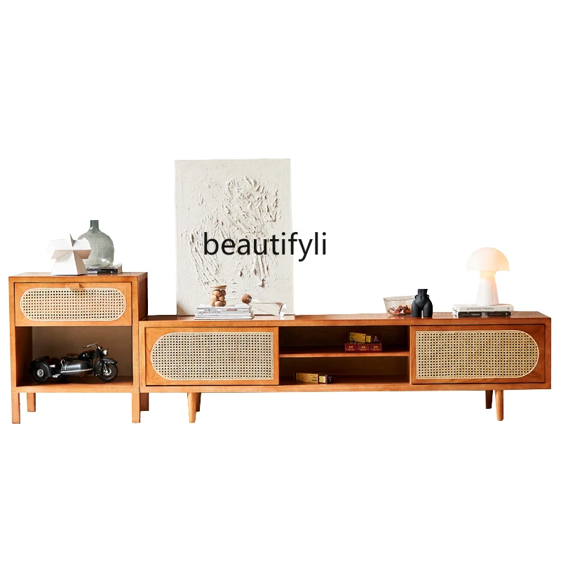 TV Cabinet Rattan Heightened Combination Wall Cabinet Living Room Nordic Solid Wood Leg Locker
TV Cabinet Rattan Heightened Combination Wall Cabinet Living Room Nordic Solid Wood Leg Locker