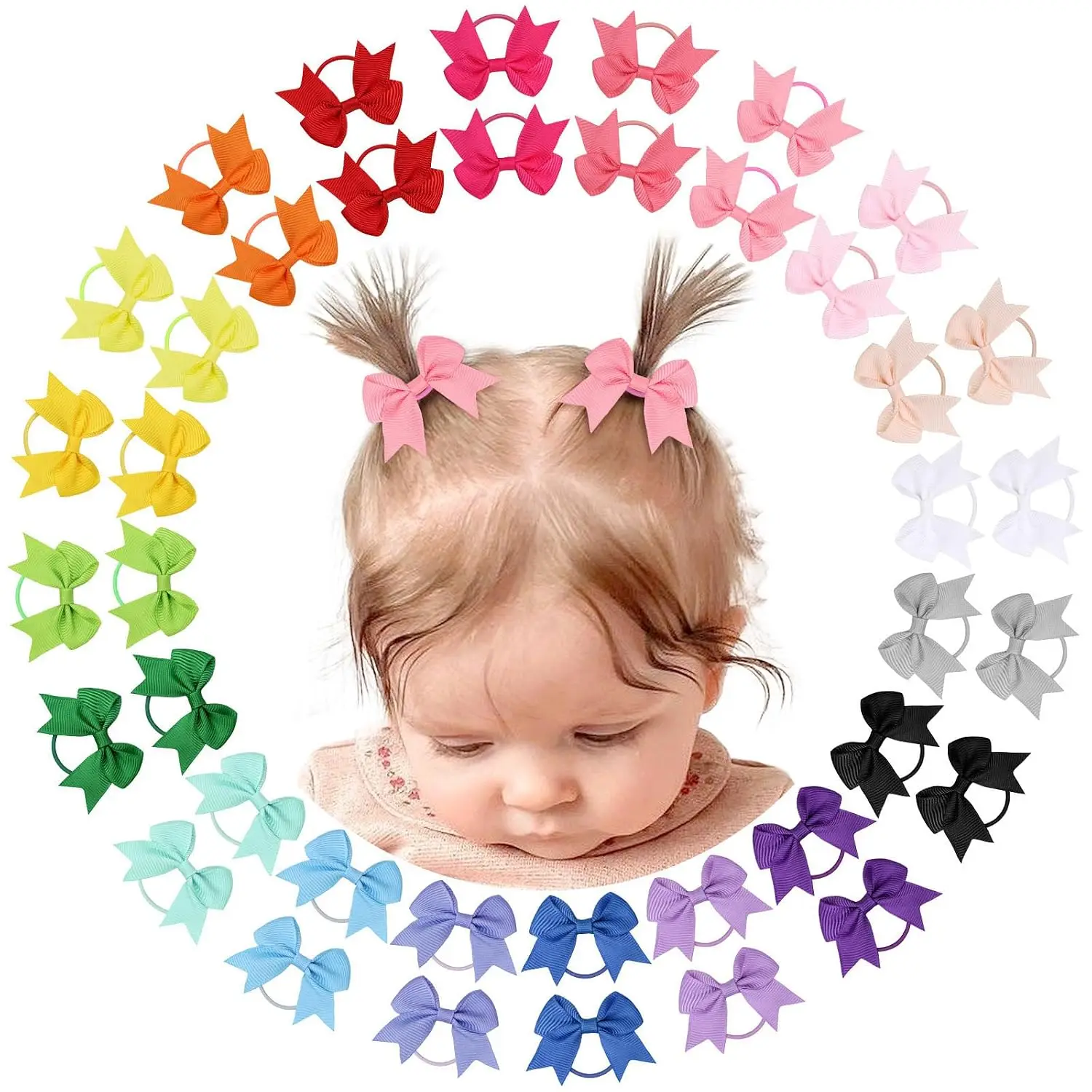 NEW TREND 40PCS 2 Inches Baby Hair Ties, Toddler Hair Ties with Bows, Elastic Ponytail Holders Mini Small For Baby Girls Infants
NEW TREND 40PCS 2 Inches Baby Hair Ties, Toddler Hair Ties with Bows, Elastic Ponytail Holders Mini Small For Baby Girls Infants
