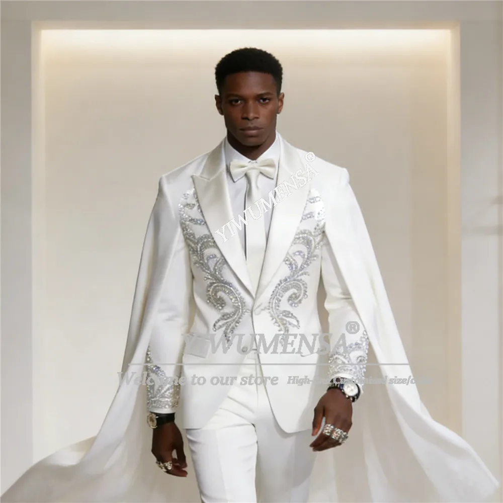 Мужской модный костюм с бисером и камнями для свадьбы, однобортный пиджак для выпускного вечера с накидкой, индивидуальный пошив, смокинг для жениха, Ropa Hombre
Мужской модный костюм с бисером и камнями для свадьбы, однобортный пиджак для выпускного вечера с накидкой, индивидуальный пошив, смокинг для жениха, Ropa Hombre