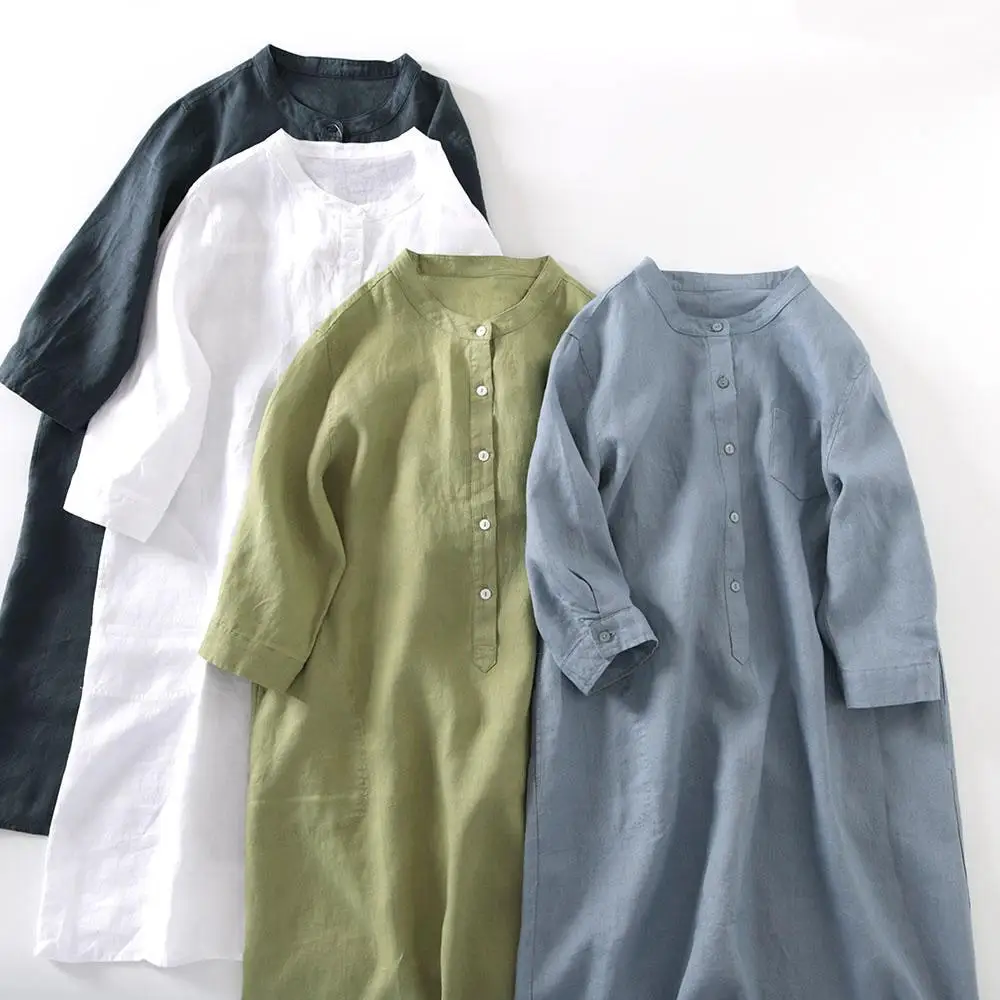 Outlet Japanese Style Linen Shirt Dress Women Casual Anti-Aging Midi Skirt Loose Fit Regular Sleeve Length Button Closure
Outlet Japanese Style Linen Shirt Dress Women Casual Anti-Aging Midi Skirt Loose Fit Regular Sleeve Length Button Closure