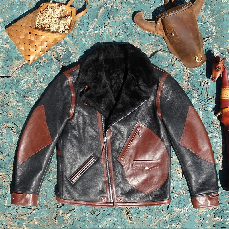Genuine Leather Jacket Men's Fashion Urban Style Double Layer Collar Winter Coat Durable Patched Tanned Cowhide Leather
Genuine Leather Jacket Men's Fashion Urban Style Double Layer Collar Winter Coat Durable Patched Tanned Cowhide Leather