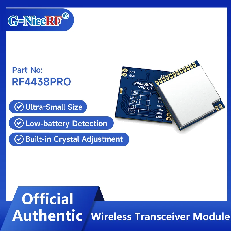 G-NiceRF| 10 PCS RF4438PRO 100 mW Ultra-Small Size Long Range Front-End Wireless Transceiver Module Si4438 Chip
G-NiceRF| 10 PCS RF4438PRO 100 mW Ultra-Small Size Long Range Front-End Wireless Transceiver Module Si4438 Chip