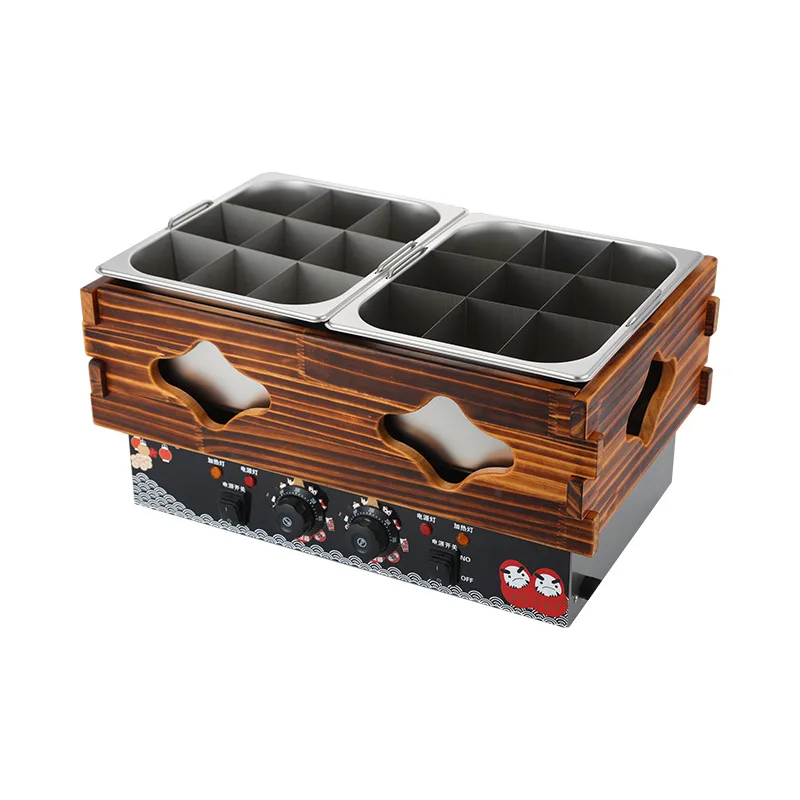 Oden cooking commercial pot double cylinder electric heating Malatang snack stall equipment wooden frame Oden cooking machine
Oden cooking commercial pot double cylinder electric heating Malatang snack stall equipment wooden frame Oden cooking machine