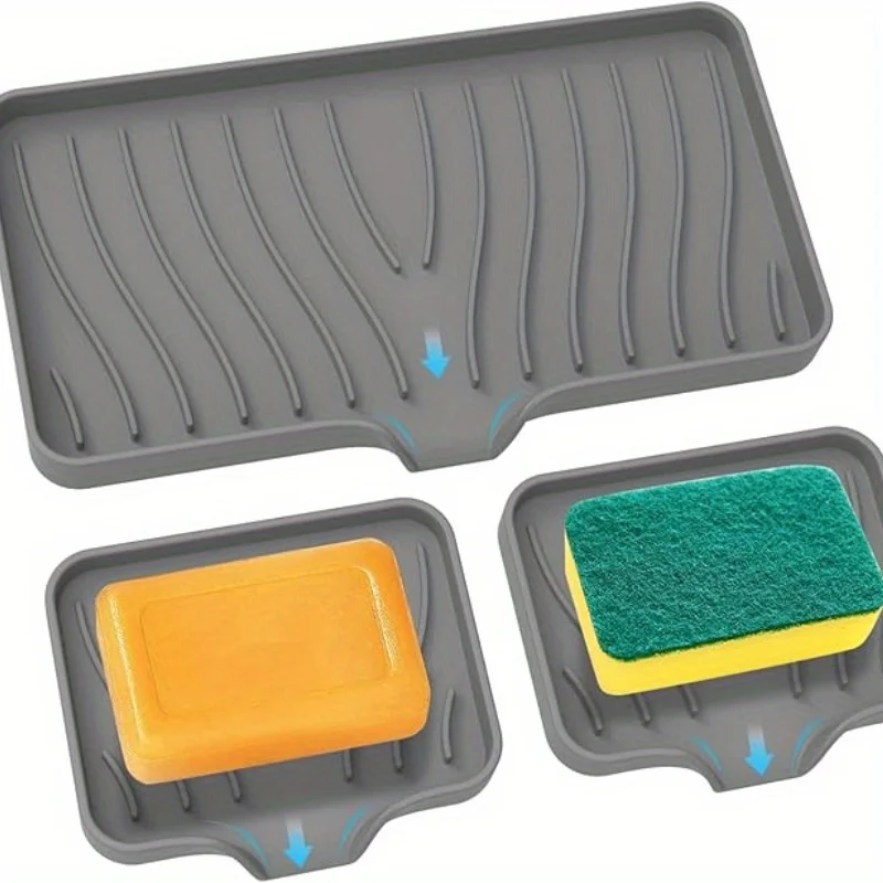 Self Draining Soap Bar Holder Silicone Kitchen Sink Soap Dish Sponge Tray Counter Caddy Organizer for Dish Soap Dispenser
Self Draining Soap Bar Holder Silicone Kitchen Sink Soap Dish Sponge Tray Counter Caddy Organizer for Dish Soap Dispenser