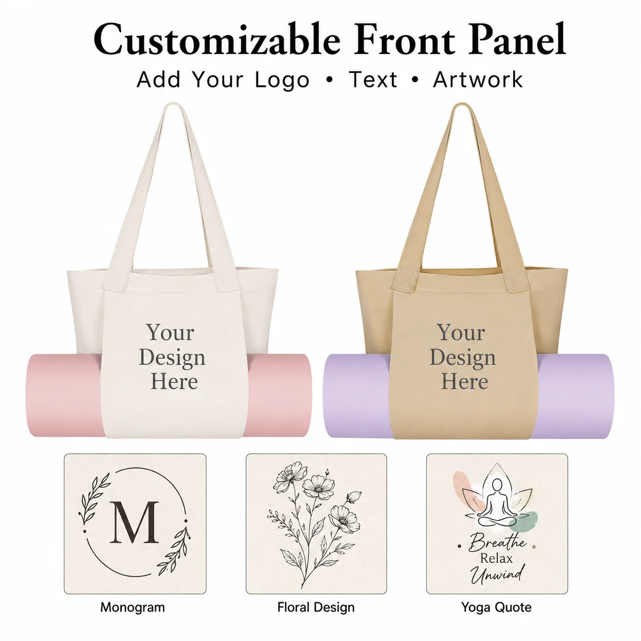 Personalized Canvas Yoga Mat Storage Bag Custom Logo Print Large Capacity Handbags For Gym Beach Travel Shopping Daily Casual
Personalized Canvas Yoga Mat Storage Bag Custom Logo Print Large Capacity Handbags For Gym Beach Travel Shopping Daily Casual