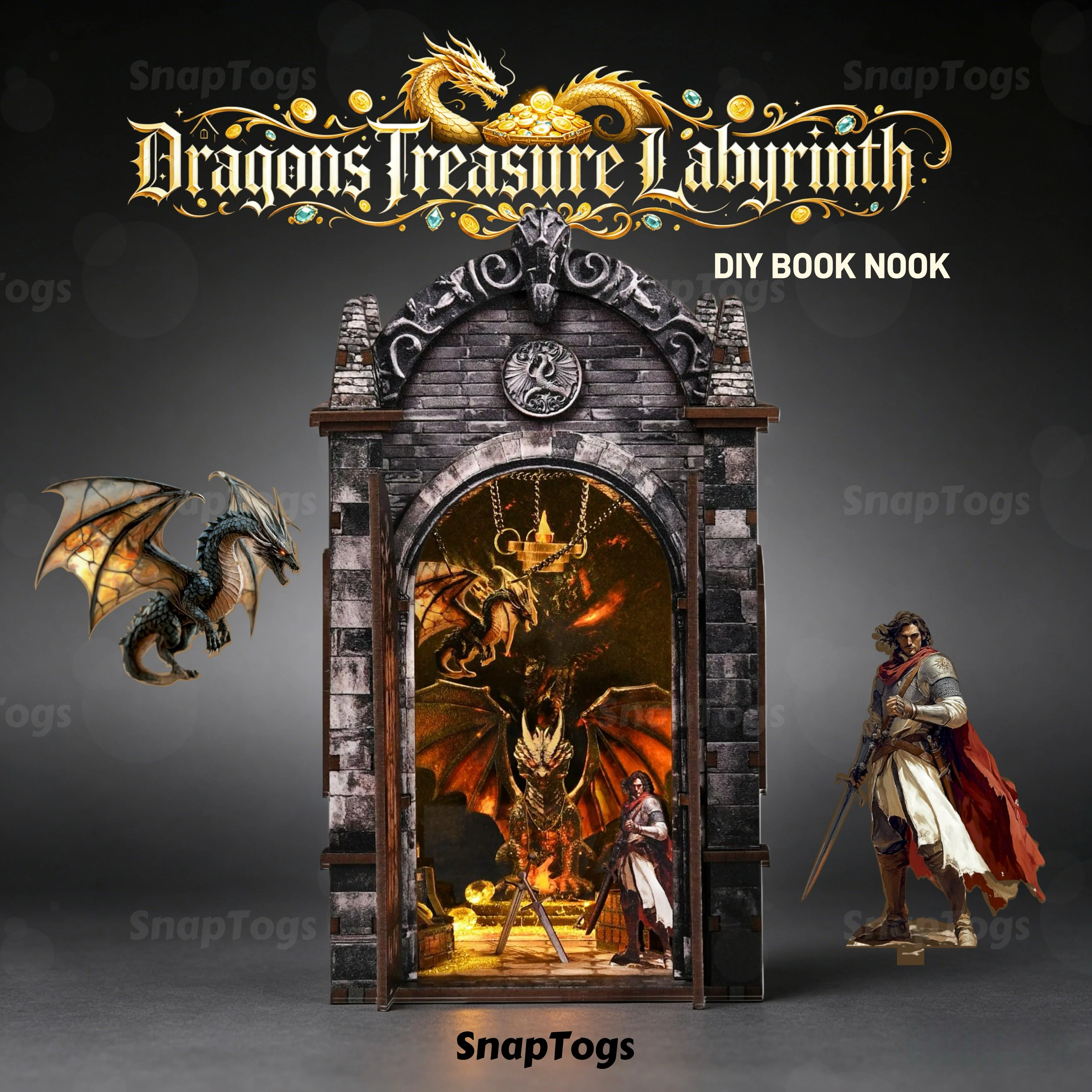 SnapTogs DIY Book Nook Gift for Adults Dragon's Gothic Style 3D Wooden Miniature Dollhouse Tiny House Bookend Roombox Decor
SnapTogs DIY Book Nook Gift for Adults Dragon's Gothic Style 3D Wooden Miniature Dollhouse Tiny House Bookend Roombox Decor