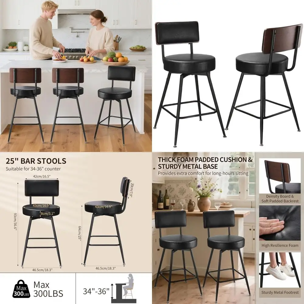 Пара из 25 черных поворотных барных стульев с сиденьями из искусственной кожи и деревянными спинками для кухонных островов
Пара из 25 черных поворотных барных стульев с сиденьями из искусственной кожи и деревянными спинками для кухонных островов