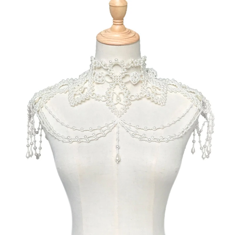 Pearl Shawl Faux Collar Elegant Bead Chain Costume Choker Wavy Pendant Necklace Sweater Dress Collar Fan Shaped Drop shipping
Pearl Shawl Faux Collar Elegant Bead Chain Costume Choker Wavy Pendant Necklace Sweater Dress Collar Fan Shaped Drop shipping