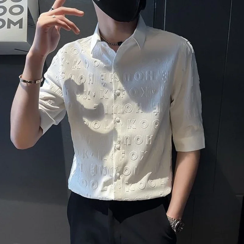 Black Half Sleeve Men's Shirt White Plain High Quality Luxury with Sleeves Silk Original Normal Summer Sale Designer Male Shirts
Black Half Sleeve Men's Shirt White Plain High Quality Luxury with Sleeves Silk Original Normal Summer Sale Designer Male Shirts